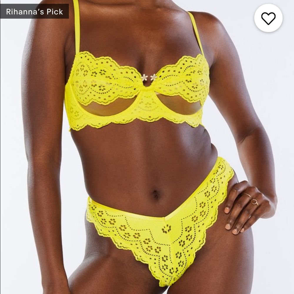 Savage X Fenty by Rihanna Yellow Lace Bra & Panty
